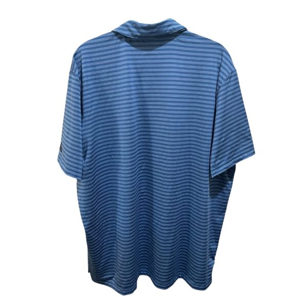 Adidas Golf Mens‎ Size 2XL Blue Striped Logo’d Golf Short Sleeve Polo Shirt - Picture 5 of 7